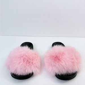 New Pink Fluffy Slide Sandals size 6